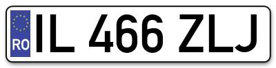 Placuta inmatriculare numar auto  IL-466-ZLJ, IL 466 ZLJ, IL466ZLJ
