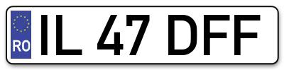 Placuta inmatriculare numar auto  IL-47-DFF, IL 47 DFF, IL47DFF