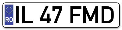 Placuta inmatriculare numar auto  IL-47-FMD, IL 47 FMD, IL47FMD