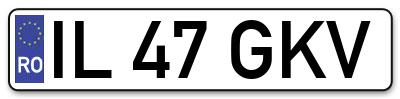Placuta inmatriculare numar auto  IL-47-GKV, IL 47 GKV, IL47GKV