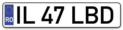 Placuta inmatriculare numar auto  IL-47-LBD, IL 47 LBD, IL47LBD