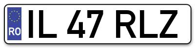 Placuta inmatriculare numar auto  IL-47-RLZ, IL 47 RLZ, IL47RLZ
