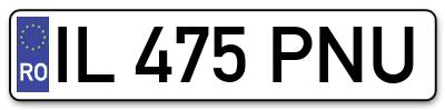 Placuta inmatriculare numar auto  IL-475-PNU, IL 475 PNU, IL475PNU
