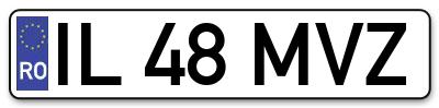 Placuta inmatriculare numar auto  IL-48-MVZ, IL 48 MVZ, IL48MVZ