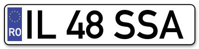 Placuta inmatriculare numar auto  IL-48-SSA, IL 48 SSA, IL48SSA