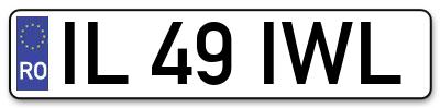 Placuta inmatriculare numar auto  IL-49-IWL, IL 49 IWL, IL49IWL