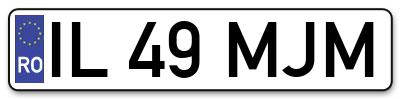 Placuta inmatriculare numar auto  IL-49-MJM, IL 49 MJM, IL49MJM