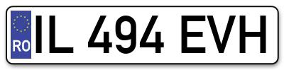 Placuta inmatriculare numar auto  IL-494-EVH, IL 494 EVH, IL494EVH