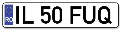 Placuta inmatriculare numar auto  IL-50-FUQ, IL 50 FUQ, IL50FUQ
