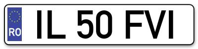 Placuta inmatriculare numar auto  IL-50-FVI, IL 50 FVI, IL50FVI