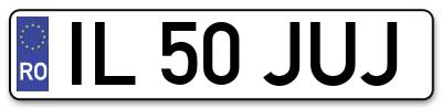 Placuta inmatriculare numar auto  IL-50-JUJ, IL 50 JUJ, IL50JUJ