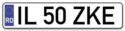 Placuta inmatriculare numar auto  IL-50-ZKE, IL 50 ZKE, IL50ZKE