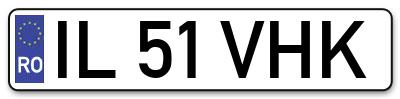 Placuta inmatriculare numar auto  IL-51-VHK, IL 51 VHK, IL51VHK