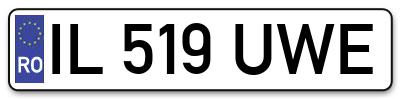 Placuta inmatriculare numar auto  IL-519-UWE, IL 519 UWE, IL519UWE