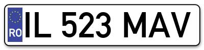 Placuta inmatriculare numar auto  IL-523-MAV, IL 523 MAV, IL523MAV