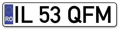 Placuta inmatriculare numar auto  IL-53-QFM, IL 53 QFM, IL53QFM