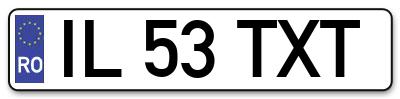 Placuta inmatriculare numar auto  IL-53-TXT, IL 53 TXT, IL53TXT