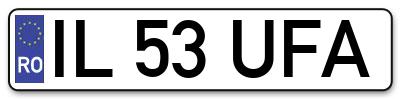 Placuta inmatriculare numar auto  IL-53-UFA, IL 53 UFA, IL53UFA
