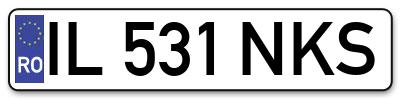 Placuta inmatriculare numar auto  IL-531-NKS, IL 531 NKS, IL531NKS