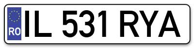 Placuta inmatriculare numar auto  IL-531-RYA, IL 531 RYA, IL531RYA