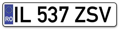 Placuta inmatriculare numar auto  IL-537-ZSV, IL 537 ZSV, IL537ZSV