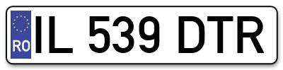Placuta inmatriculare numar auto  IL-539-DTR, IL 539 DTR, IL539DTR