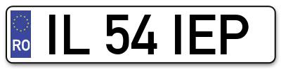 Placuta inmatriculare numar auto  IL-54-IEP, IL 54 IEP, IL54IEP