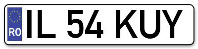 Placuta inmatriculare numar auto  IL-54-KUY, IL 54 KUY, IL54KUY