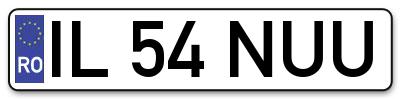 Placuta inmatriculare numar auto  IL-54-NUU, IL 54 NUU, IL54NUU