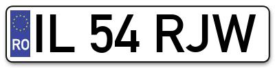 Placuta inmatriculare numar auto  IL-54-RJW, IL 54 RJW, IL54RJW