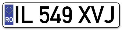 Placuta inmatriculare numar auto  IL-549-XVJ, IL 549 XVJ, IL549XVJ