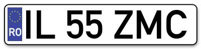 Placuta inmatriculare numar auto  IL-55-ZMC, IL 55 ZMC, IL55ZMC