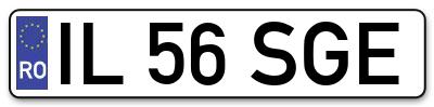 Placuta inmatriculare numar auto  IL-56-SGE, IL 56 SGE, IL56SGE