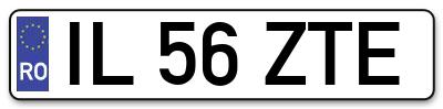 Placuta inmatriculare numar auto  IL-56-ZTE, IL 56 ZTE, IL56ZTE