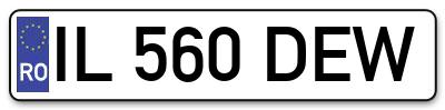 Placuta inmatriculare numar auto  IL-560-DEW, IL 560 DEW, IL560DEW