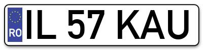 Placuta inmatriculare numar auto  IL-57-KAU, IL 57 KAU, IL57KAU