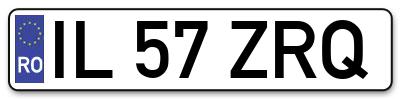 Placuta inmatriculare numar auto  IL-57-ZRQ, IL 57 ZRQ, IL57ZRQ