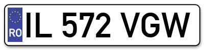 Placuta inmatriculare numar auto  IL-572-VGW, IL 572 VGW, IL572VGW