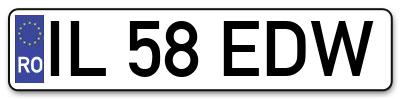 Placuta inmatriculare numar auto  IL-58-EDW, IL 58 EDW, IL58EDW