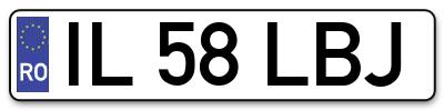 Placuta inmatriculare numar auto  IL-58-LBJ, IL 58 LBJ, IL58LBJ