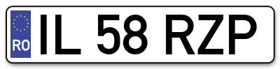Placuta inmatriculare numar auto  IL-58-RZP, IL 58 RZP, IL58RZP