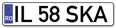 Placuta inmatriculare numar auto  IL-58-SKA, IL 58 SKA, IL58SKA