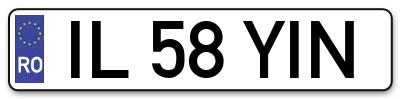 Placuta inmatriculare numar auto  IL-58-YIN, IL 58 YIN, IL58YIN