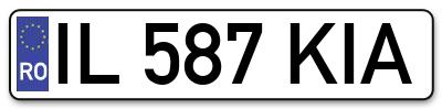 Placuta inmatriculare numar auto  IL-587-KIA, IL 587 KIA, IL587KIA