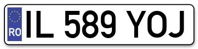 Placuta inmatriculare numar auto  IL-589-YOJ, IL 589 YOJ, IL589YOJ
