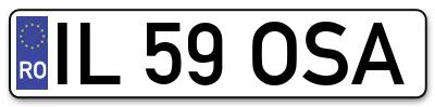 Placuta inmatriculare numar auto  IL-59-OSA, IL 59 OSA, IL59OSA