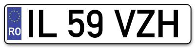 Placuta inmatriculare numar auto  IL-59-VZH, IL 59 VZH, IL59VZH