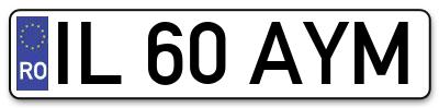 Placuta inmatriculare numar auto  IL-60-AYM, IL 60 AYM, IL60AYM