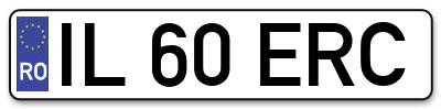 Placuta inmatriculare numar auto  IL-60-ERC, IL 60 ERC, IL60ERC