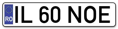 Placuta inmatriculare numar auto  IL-60-NOE, IL 60 NOE, IL60NOE